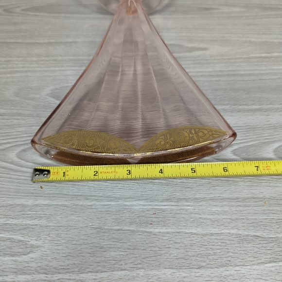 Vintage Depression Pink Glass Fan Shaped Flower Vase - Picture 8 of 9